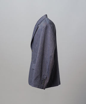 4 Colors Chambray Washable Wool Peaked Lapel Double Breasted Jacket