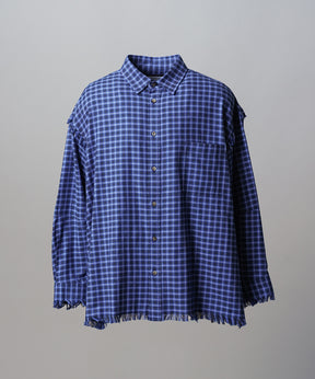 Italian Dead Stock Fabric Prime-Over Regular Collar Heavy-Weight Flannel Shirt Blouson