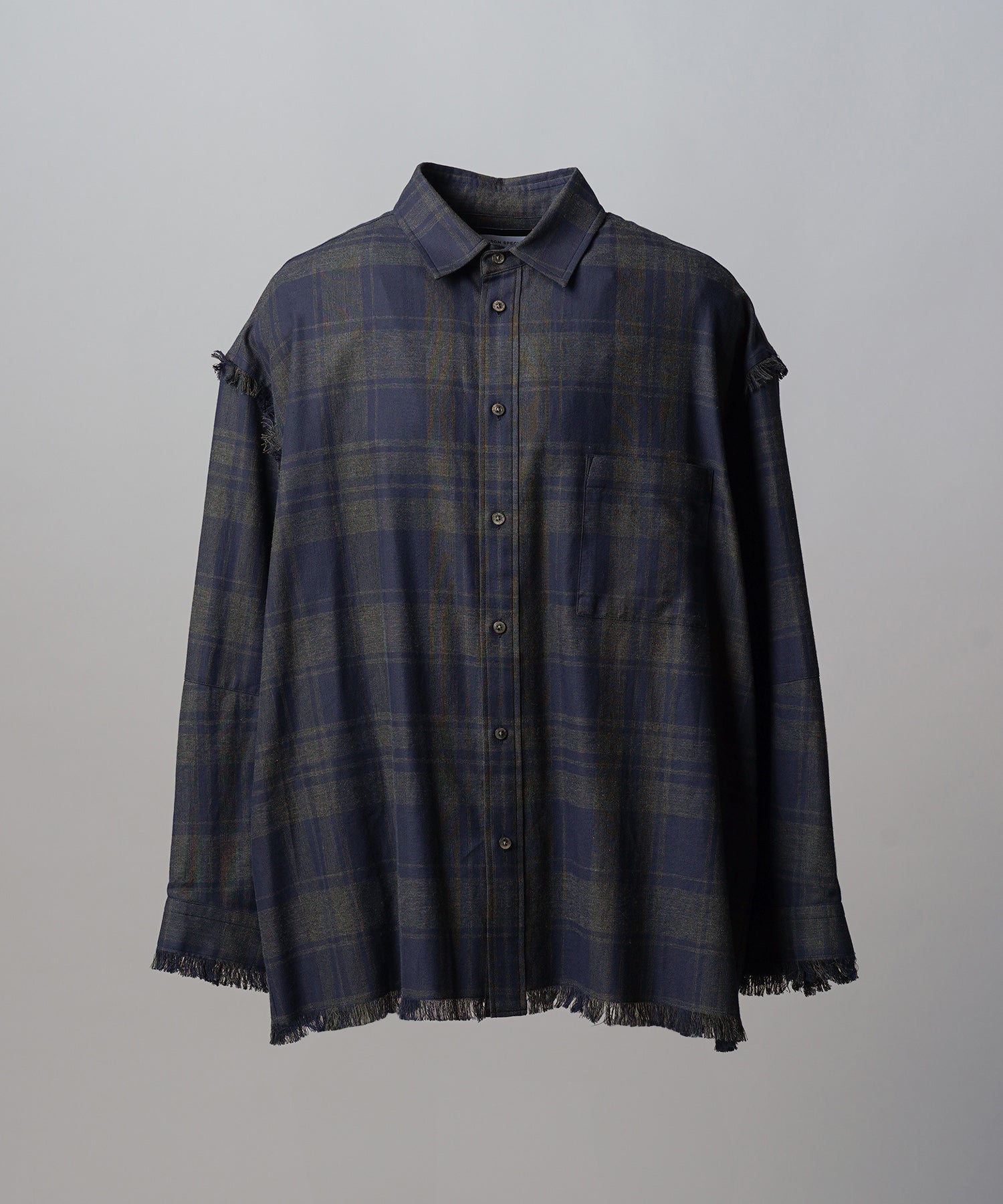Italian Dead Stock Fabric Prime-Over Regular Collar Heavy-Weight Flannel Shirt Blouson
