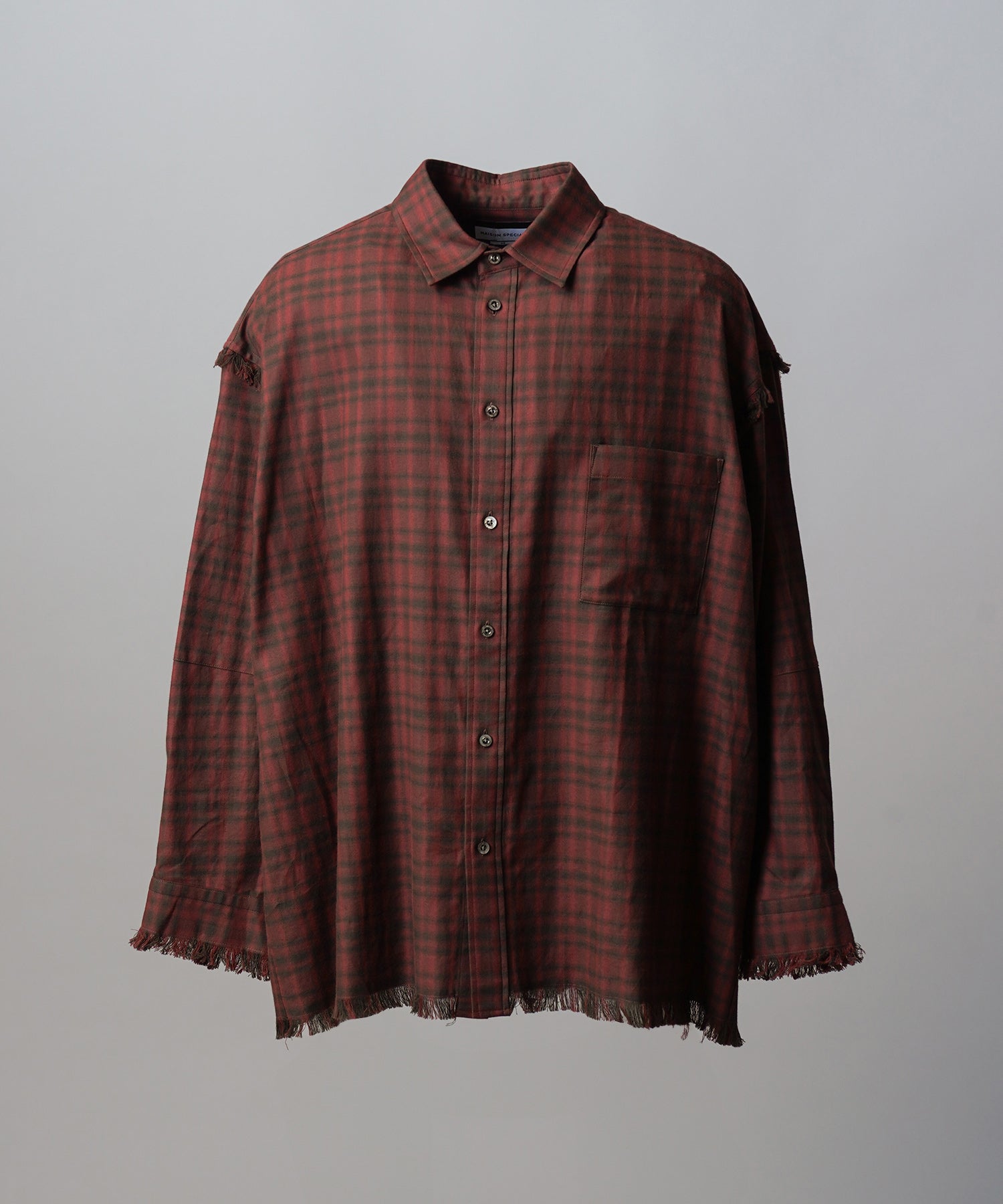 Italian Dead Stock Fabric Prime-Over Regular Collar Heavy-Weight Flannel Shirt Blouson