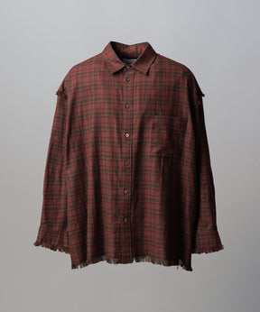 Italian Dead Stock Fabric Prime-Over Regular Collar Heavy-Weight Flannel Shirt Blouson