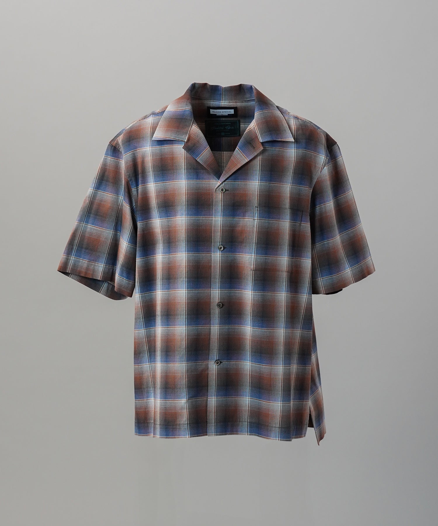 Italian Dead Stock Fabric Prime-Over Open Collar Short Sleeve Shirt
