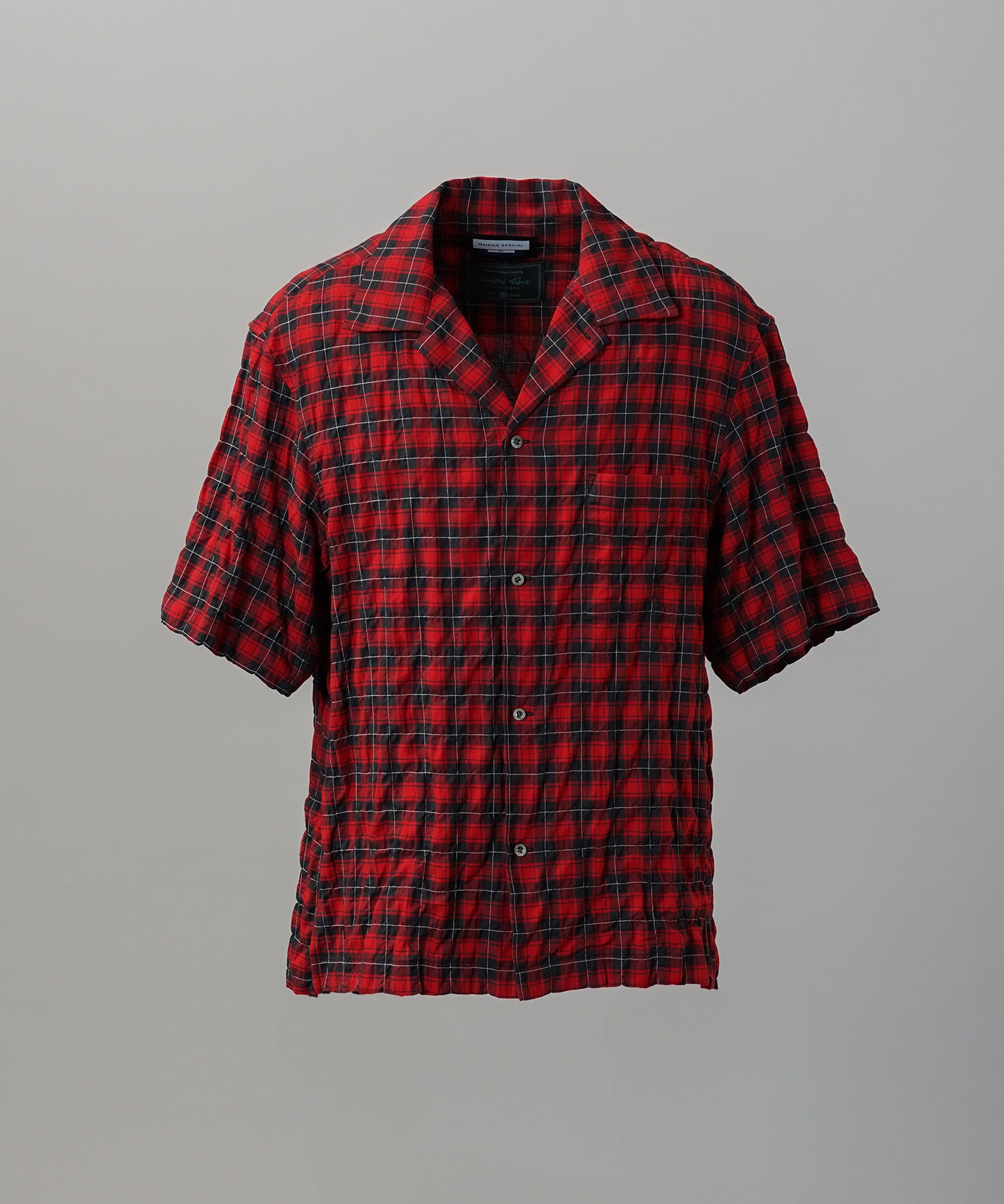Italian Dead Stock Fabric Prime-Over Open Collar Short Sleeve Shirt