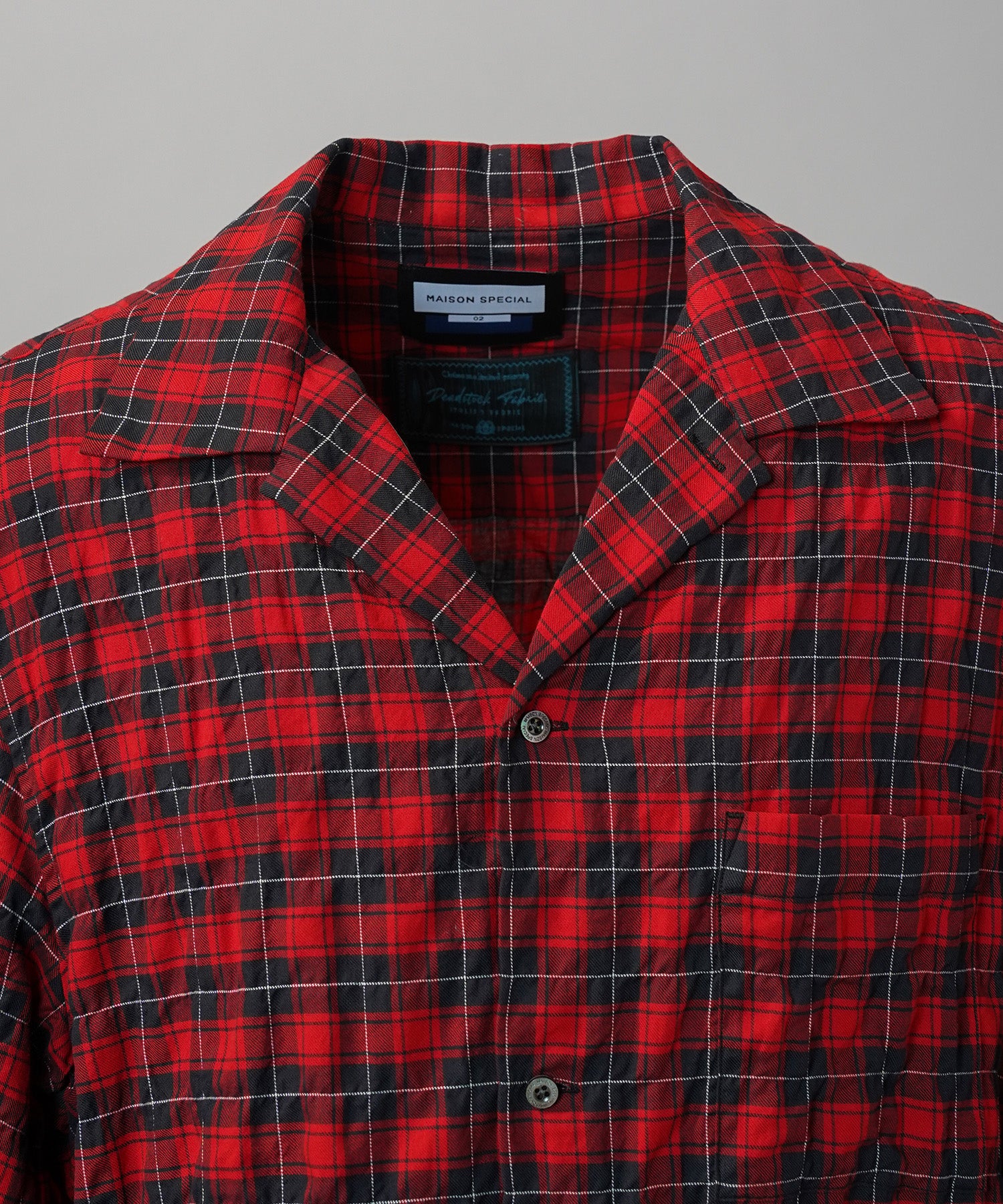 Italian Dead Stock Fabric Prime-Over Open Collar Short Sleeve Shirt