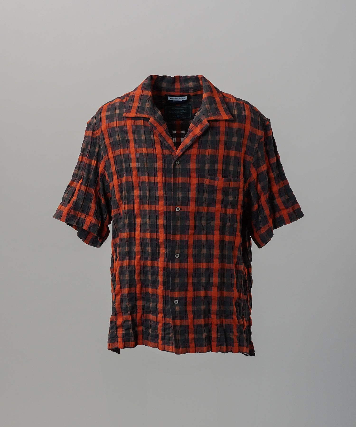 Italian Dead Stock Fabric Prime-Over Open Collar Short Sleeve Shirt