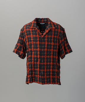 Italian Dead Stock Fabric Prime-Over Open Collar Short Sleeve Shirt