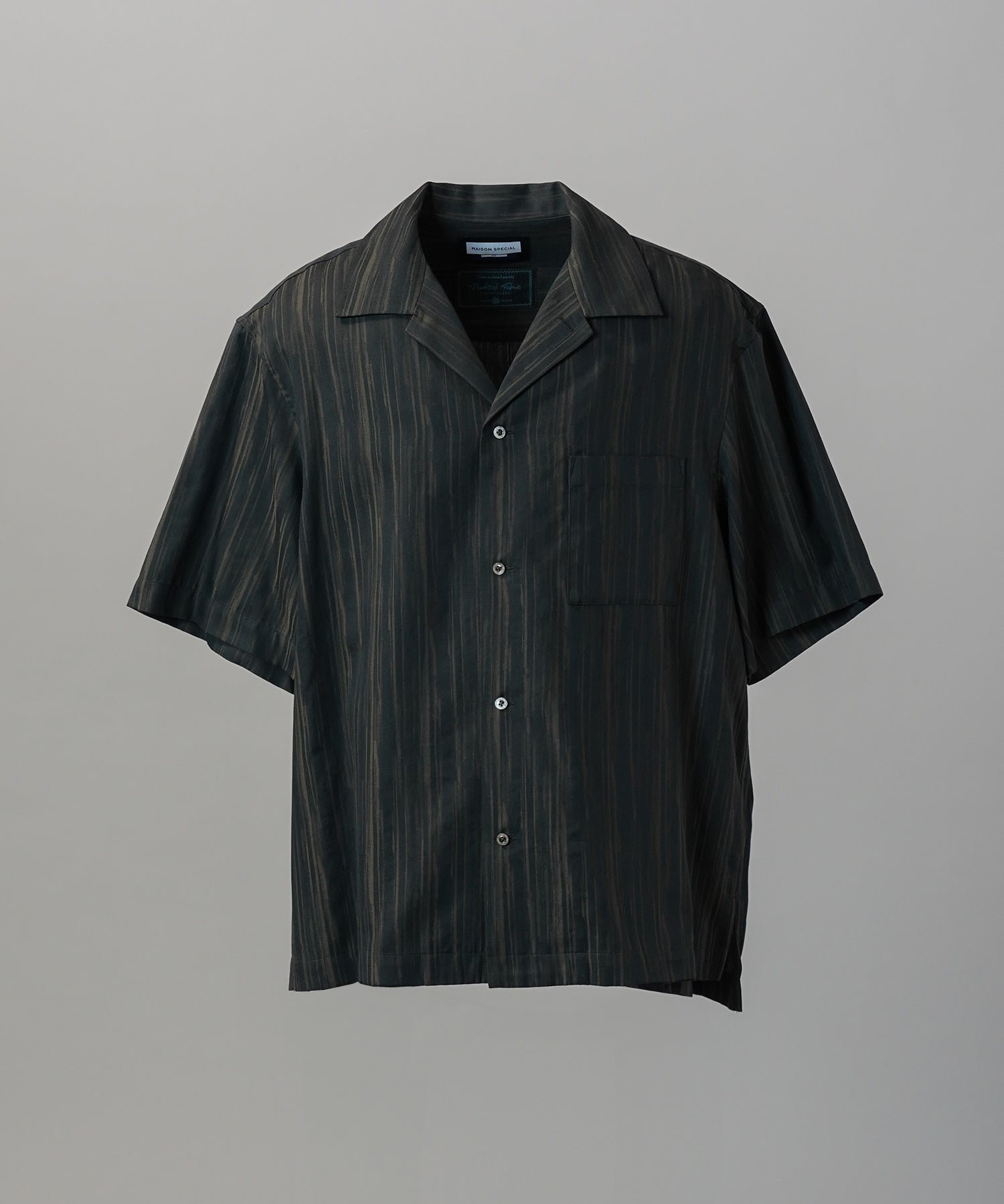 Italian Dead Stock Fabric Prime-Over Open Collar Short Sleeve Shirt
