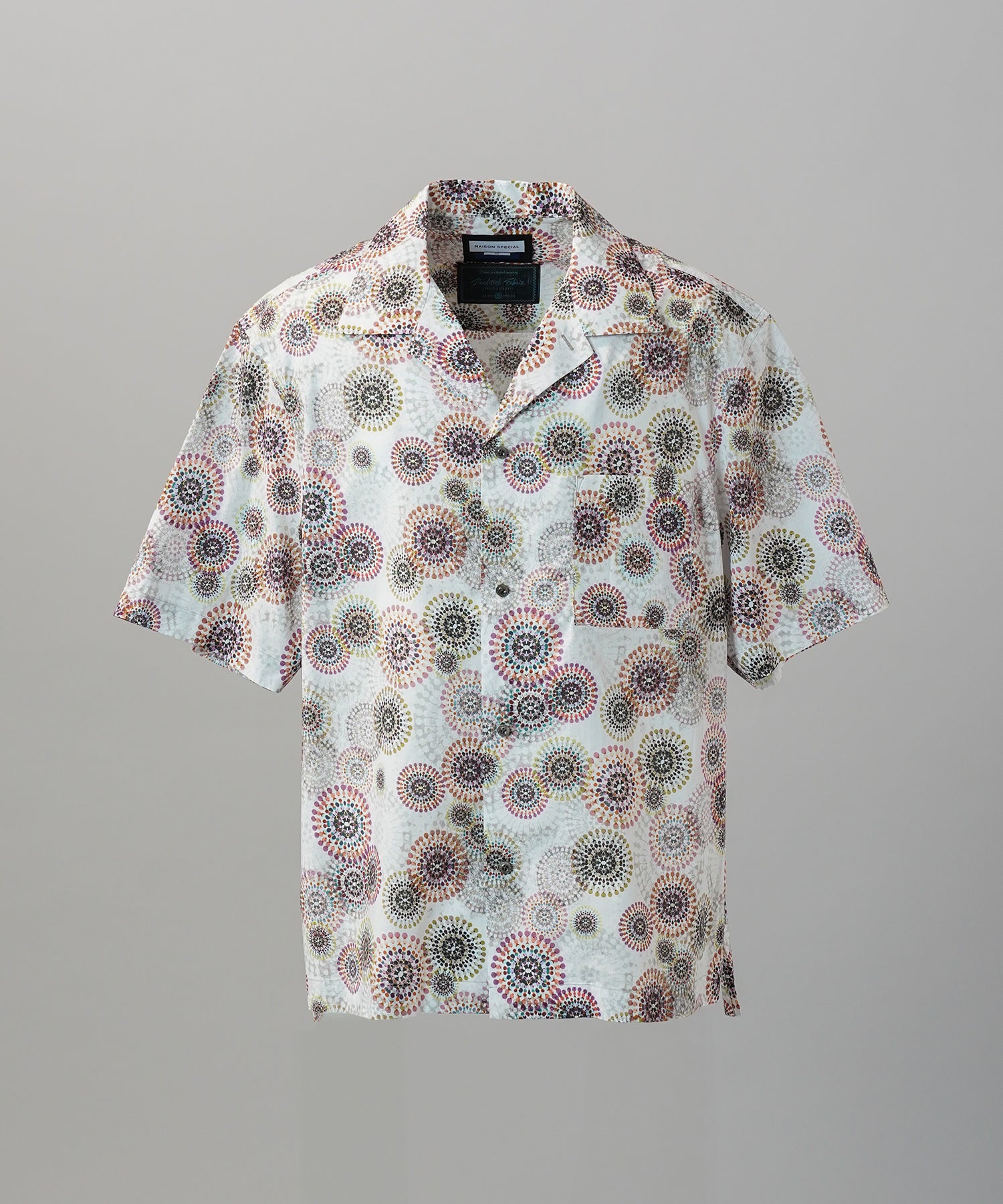 Italian Dead Stock Fabric Prime-Over Open Collar Short Sleeve Shirt