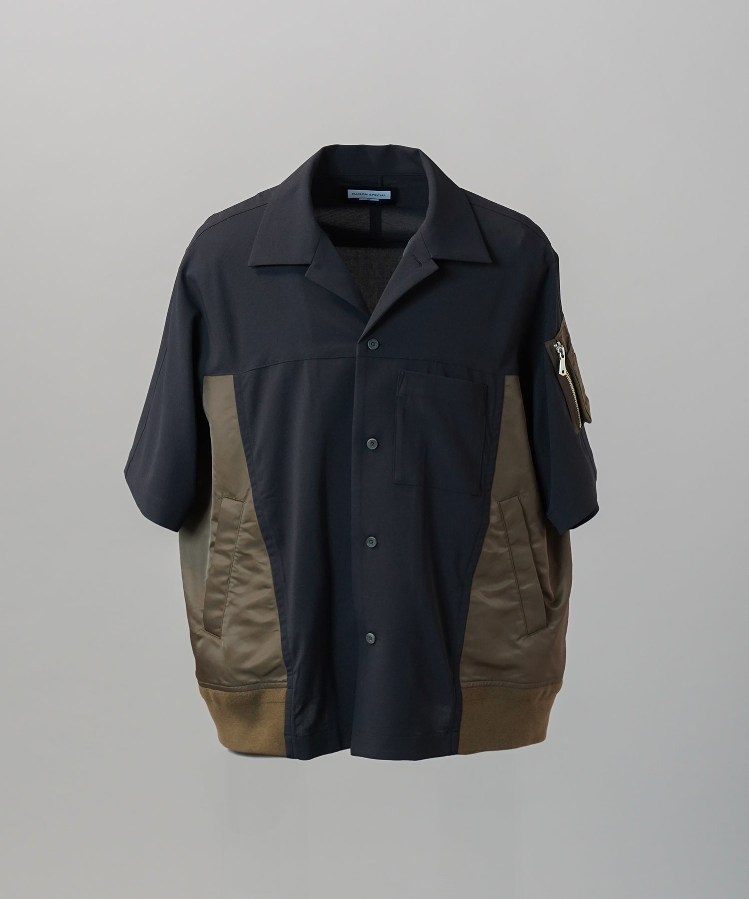 MAISON SPECIAL 異素材コンビドッキング プライムオーバー MA-1 26SS PRE-ORDER】MA-1 Docking Prime-Over Short Sleeve Shirt