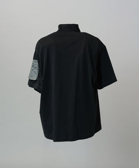 【26SS PRE-ORDER】Asymmetrical Front Zip High Neck Prime-Over High Neck Short Sleeve T-Shirt