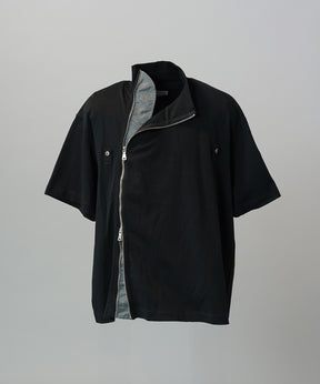 【26SS PRE-ORDER】Asymmetrical Front Zip High Neck Prime-Over High Neck Short Sleeve T-Shirt