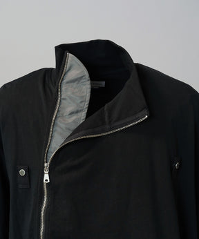 【26SS PRE-ORDER】Asymmetrical Front Zip High Neck Prime-Over High Neck Short Sleeve T-Shirt