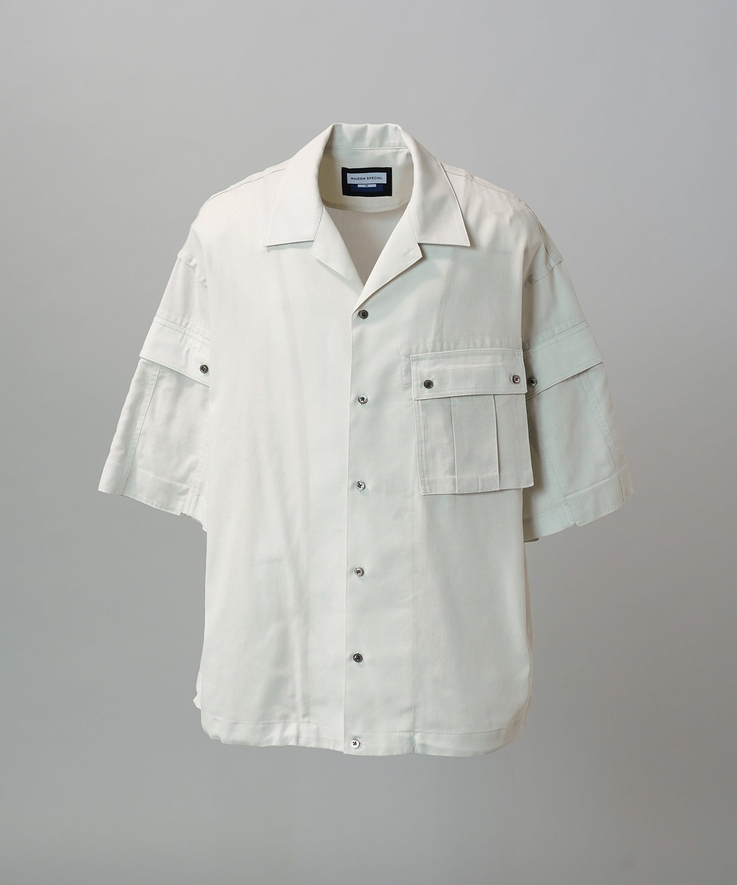 Cargo Pocket Prime-Over Sheer Open Collar Shirt