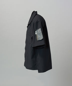 Layering MA-1 Docking Prime-Over Open Collar Short Sleeve Shirt