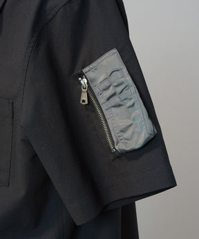 Layering MA-1 Docking Prime-Over Open Collar Short Sleeve Shirt