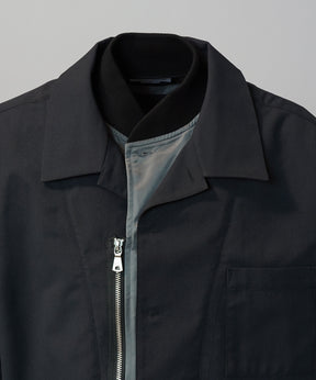 Layering MA-1 Docking Prime-Over Open Collar Short Sleeve Shirt