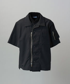 Layering MA-1 Docking Prime-Over Open Collar Short Sleeve Shirt