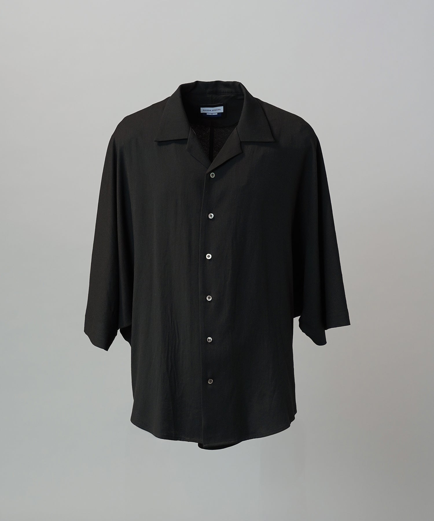 【PRE-ORDER】Drapey Georgette Prime-Over Open Collar Dolman Sleeve Shirt