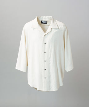 【PRE-ORDER】Drapey Georgette Prime-Over Open Collar Dolman Sleeve Shirt