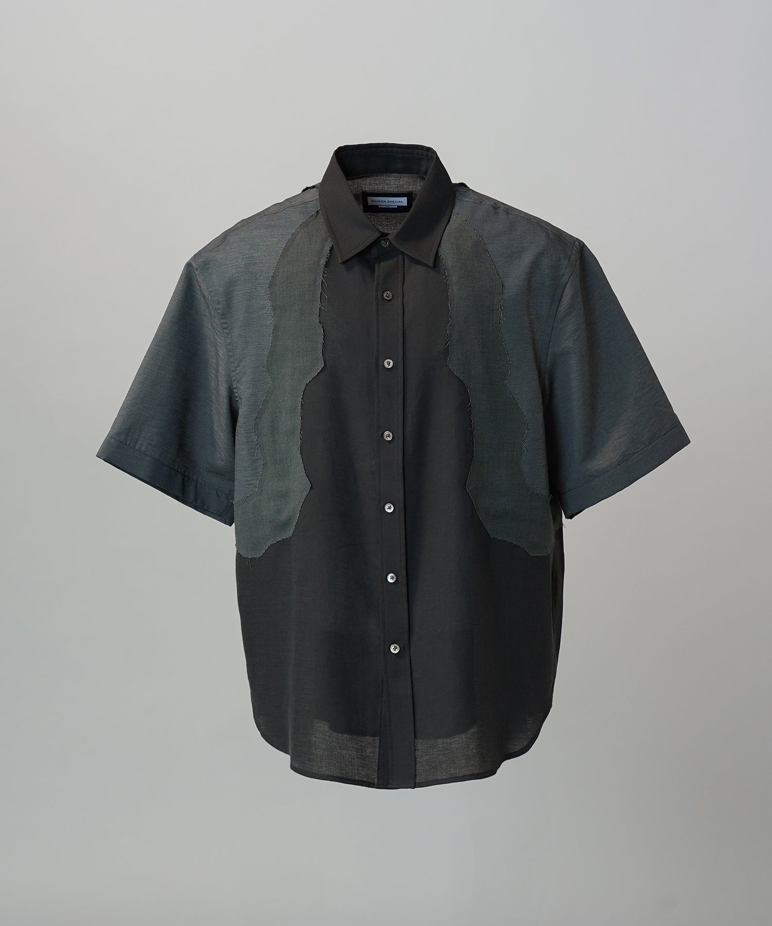 26SS PRE-ORDER】Sheer ZIGZAG Switching Prime-Over Short Sleeve Shirt