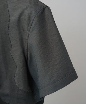 Sheer ZIGZAG Switching Prime-Over Short Sleeve Shirt