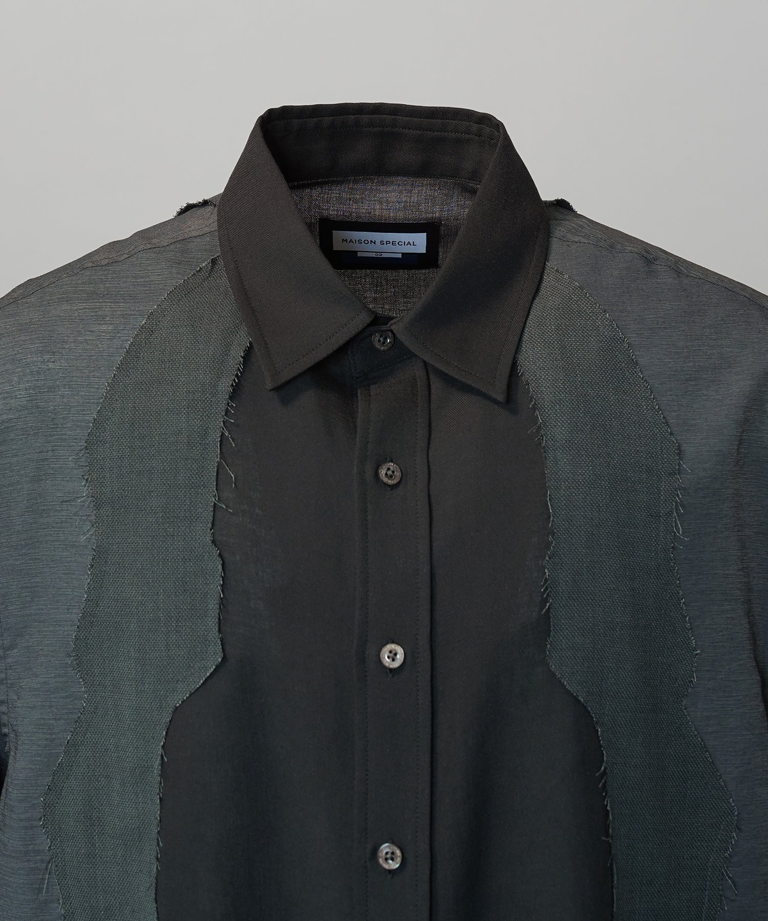 Sheer ZIGZAG Switching Prime-Over Short Sleeve Shirt