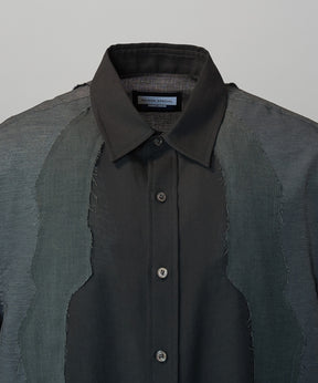 Sheer ZIGZAG Switching Prime-Over Short Sleeve Shirt