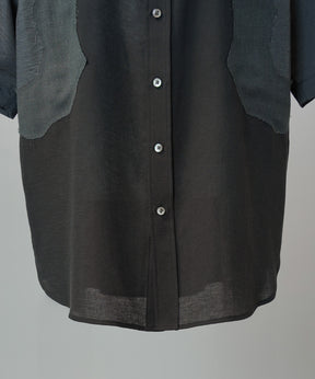 Sheer ZIGZAG Switching Prime-Over Short Sleeve Shirt