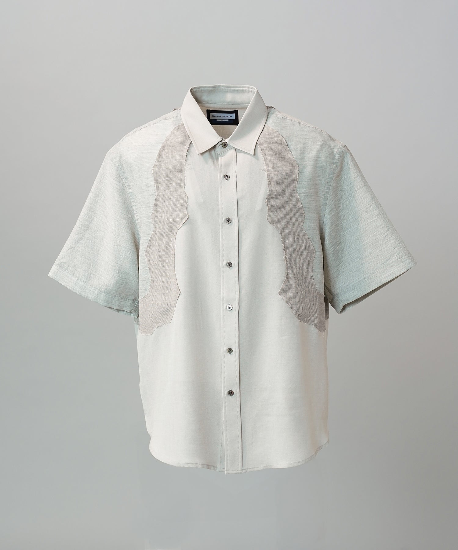 26SS PRE-ORDER】Sheer ZIGZAG Switching Prime-Over Short Sleeve Shirt