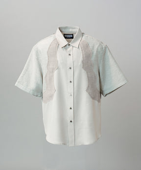 Sheer ZIGZAG Switching Prime-Over Short Sleeve Shirt