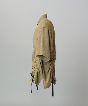 Dry KARAMI Mesh Prime-Over Asymmetric Shirred Shirt