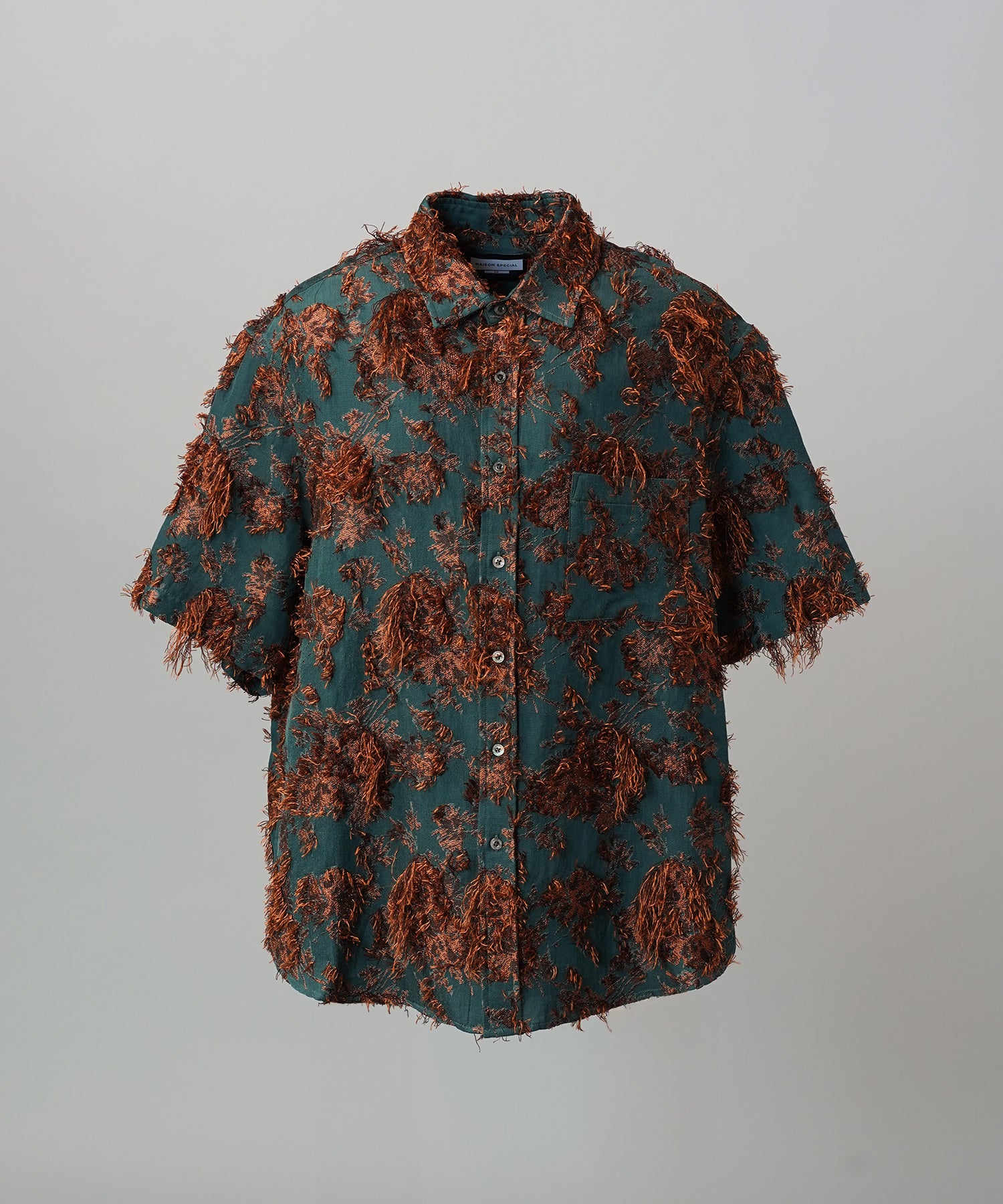 All-over Cut Jacquard Pattern Prime-Over Short Sleeve Shirt