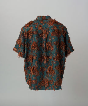 All-over Cut Jacquard Pattern Prime-Over Short Sleeve Shirt