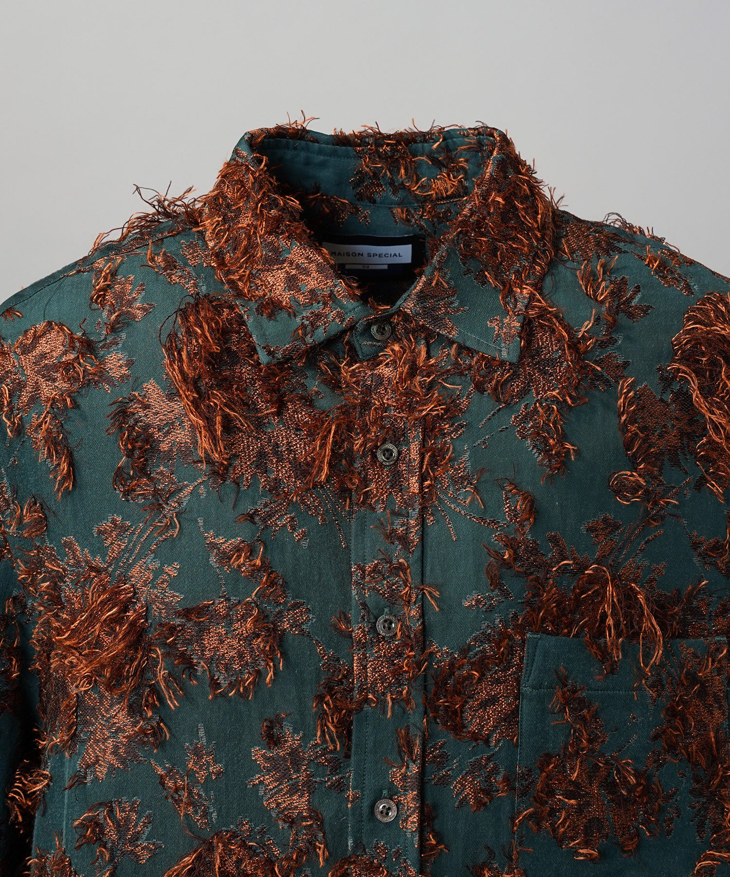 All-over Cut Jacquard Pattern Prime-Over Short Sleeve Shirt