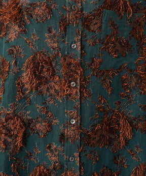 All-over Cut Jacquard Pattern Prime-Over Short Sleeve Shirt