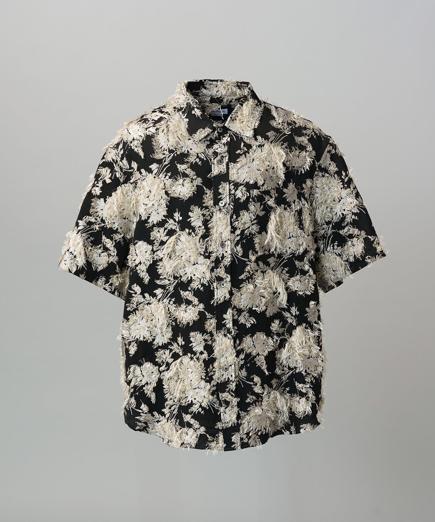 All-over Cut Jacquard Pattern Prime-Over Short Sleeve Shirt