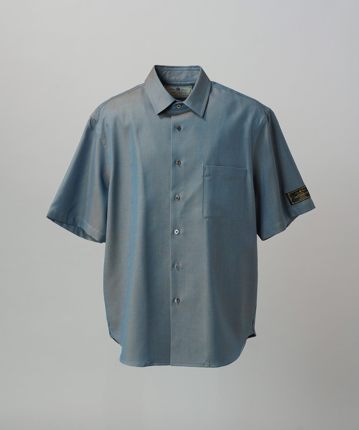 4 Colors Chambray Washable Wool Prime-Over Short Sleeve Shirt