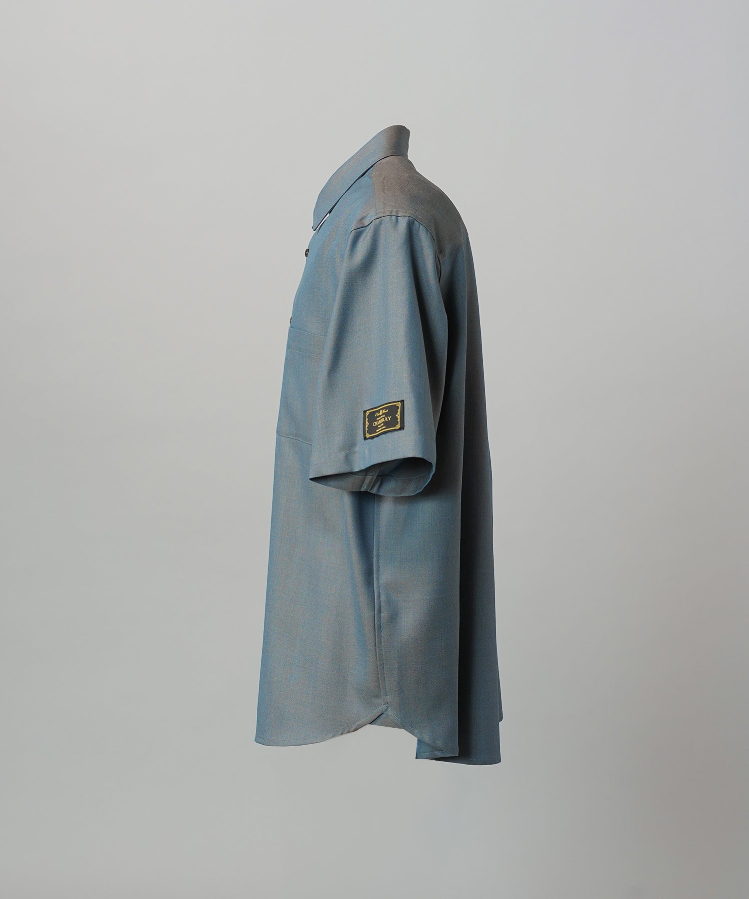 4 Colors Chambray Washable Wool Prime-Over Short Sleeve Shirt
