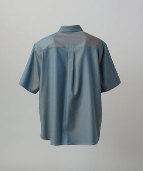 4 Colors Chambray Washable Wool Prime-Over Short Sleeve Shirt