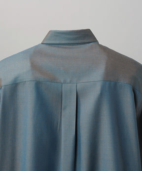 4 Colors Chambray Washable Wool Prime-Over Short Sleeve Shirt