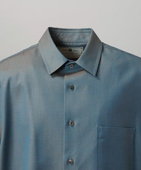 4 Colors Chambray Washable Wool Prime-Over Short Sleeve Shirt