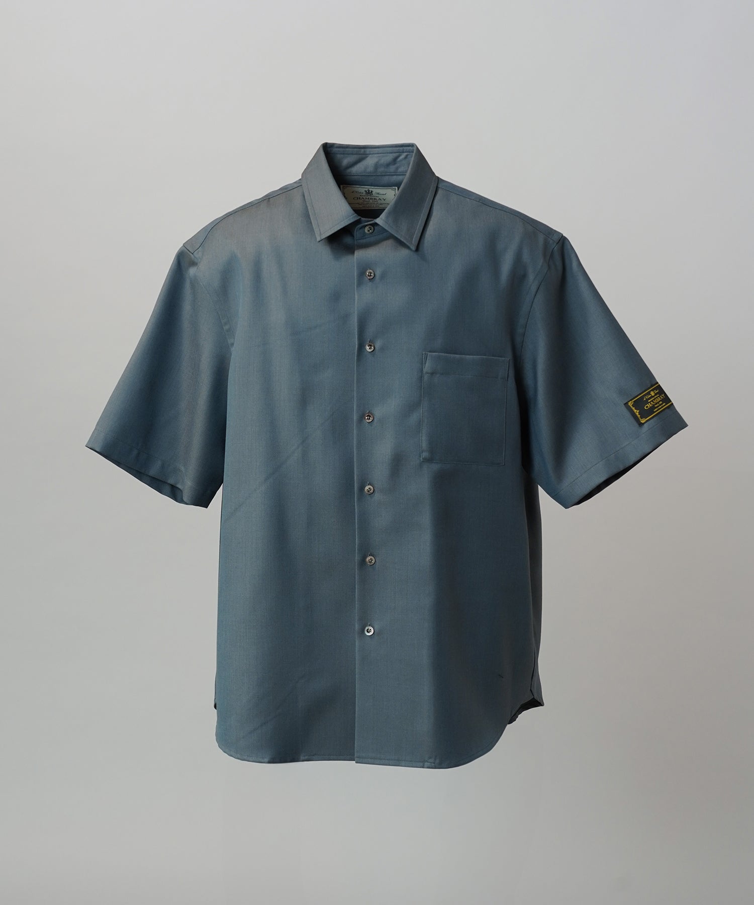 4 Colors Chambray Washable Wool Prime-Over Short Sleeve Shirt