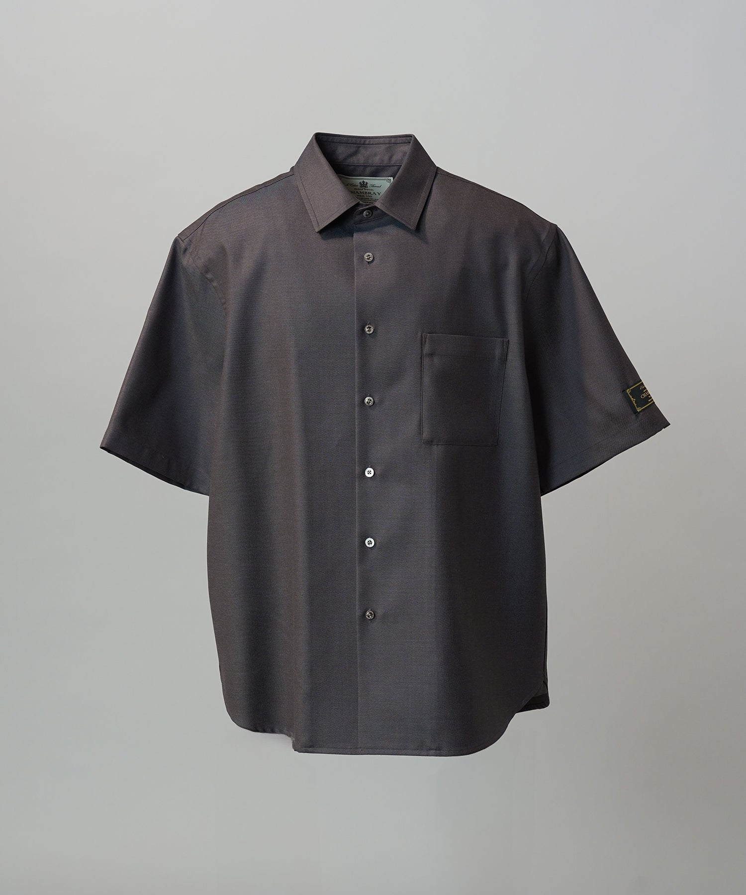 4 Colors Chambray Washable Wool Prime-Over Short Sleeve Shirt