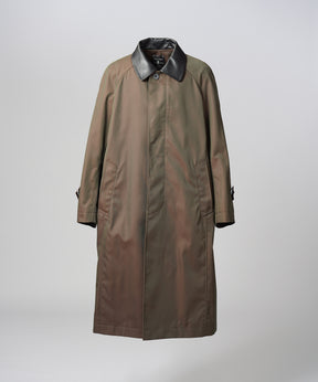 【26AW PRE-ORDER】120/2/2 Suvin Cotton Gabardine Prime-Over Leather Collar Balmacaan Coat