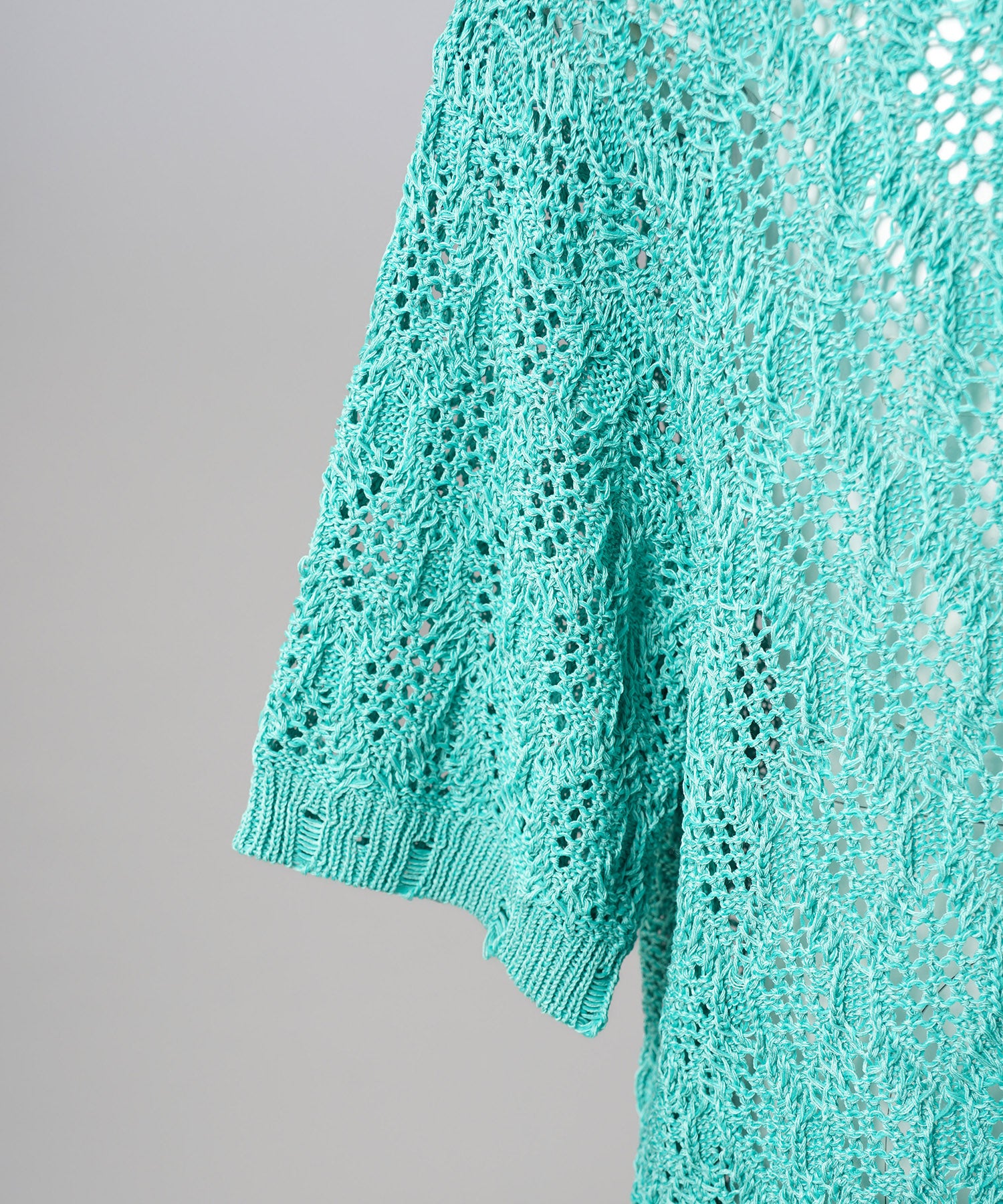 Sheer Lace Mesh Prime-Over Knit Polo Shirt