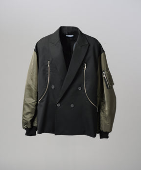 【26AW PRE-ORDER】Prime-Over MA-1 Sleeve Double Breasted Curved Zip Tailored Jacket