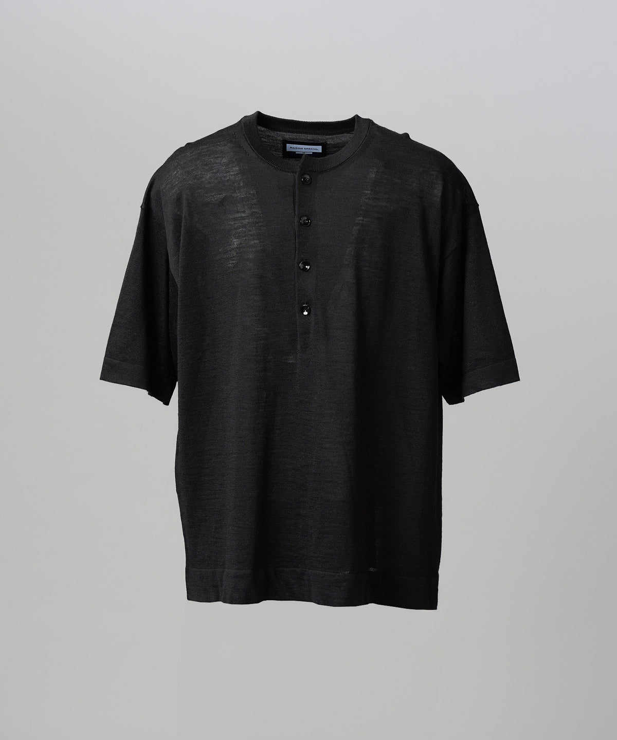 【26SS PRE-ORDER】Ramie-SOLOTEX Prime-Over Henry Neck Short Sleeve Knit T-shirt