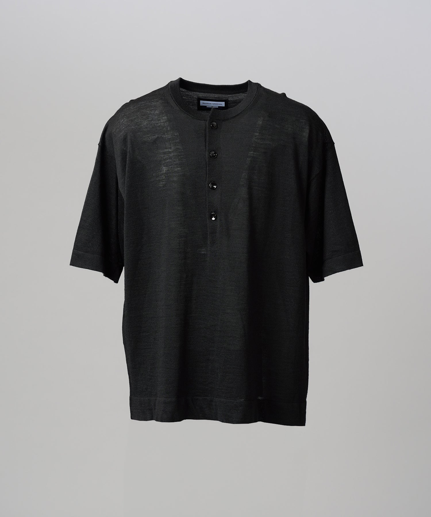 【26SS PRE-ORDER】Ramie-SOLOTEX Prime-Over Henry Neck Short Sleeve Knit T-shirt