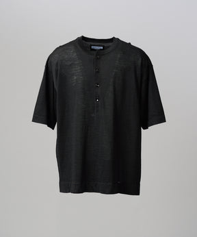 【26SS PRE-ORDER】Ramie-SOLOTEX Prime-Over Henry Neck Short Sleeve Knit T-shirt