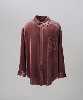【26AW PRE-ORDER】Glossy Velour Prime-Over Long Sleeve Shirt Coat